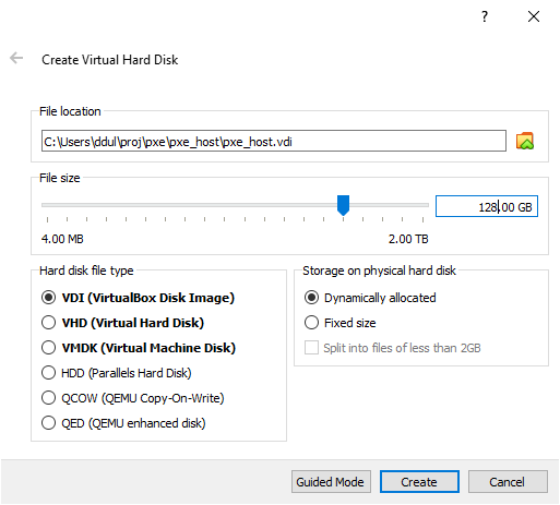 Setting up pxe-host disk