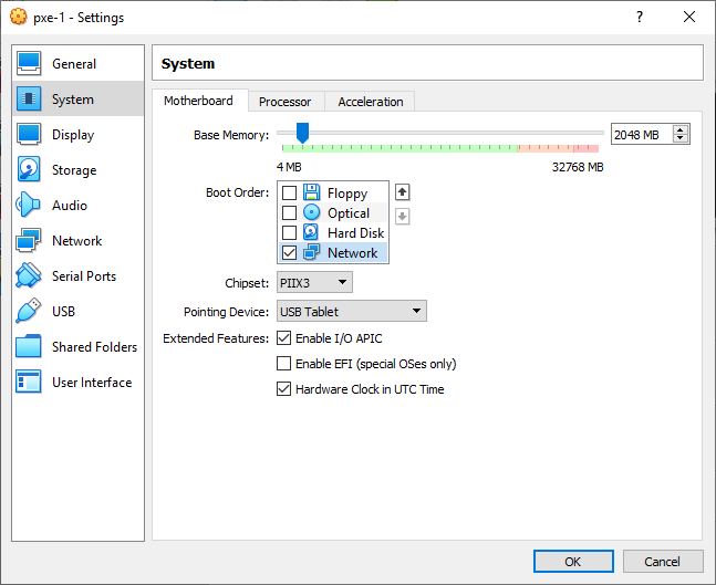 Setting up pxe-1 boot order
