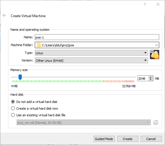 Creating the pxe-1 VM