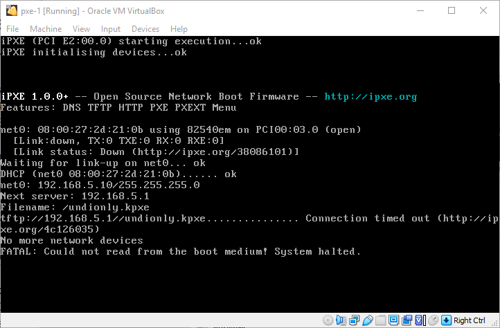 pxe-1 is trying its best to boot
